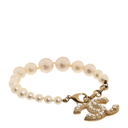 Chanel Graduated Pearl Crystal CC Bracelet Gold 3 of 5