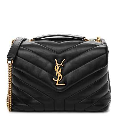 Saint Laurent Calfskin Y Quilted Monogram Small Loulou Chain Satchel Black 1 of 9