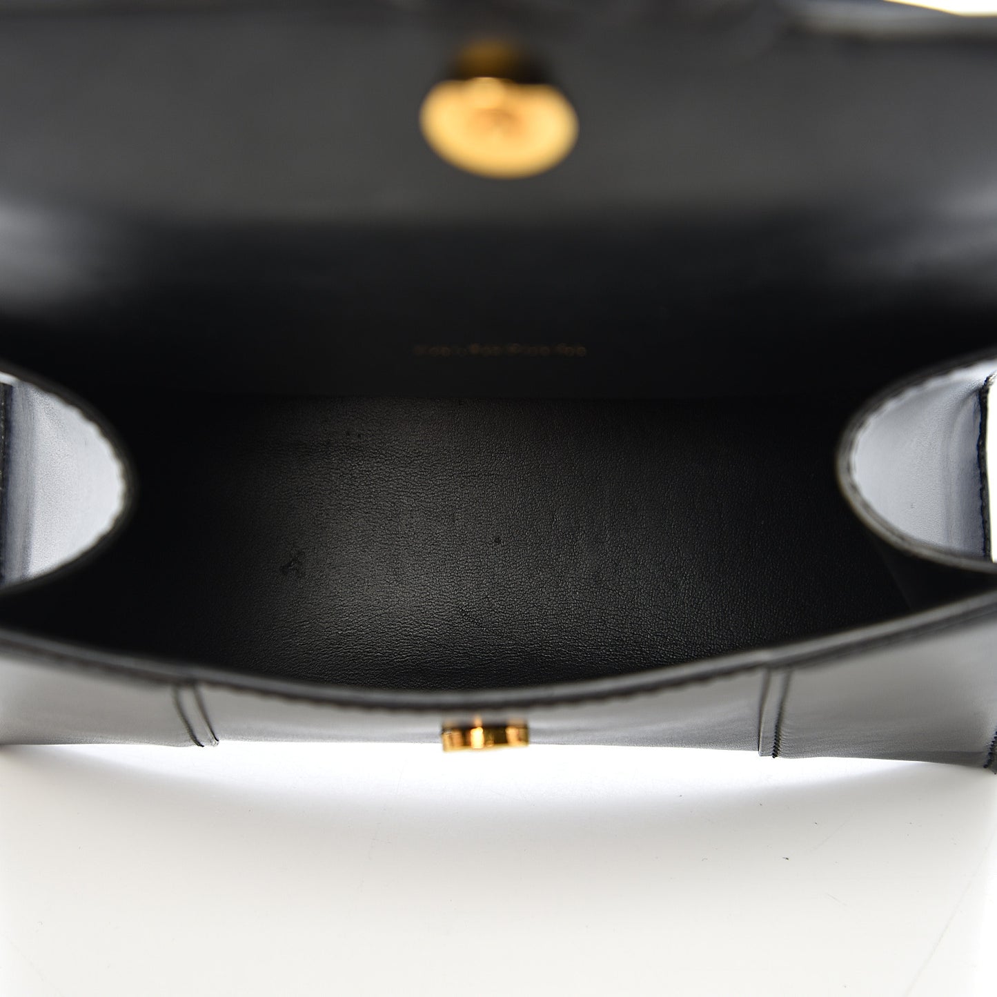 Shiny Box Calfskin Hourglass Top Handle Bag XS Black