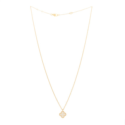 Van Cleef & Arpels 18K Yellow Gold Mother of Pearl Sweet Alhambra Pendant Necklace 3 of 7