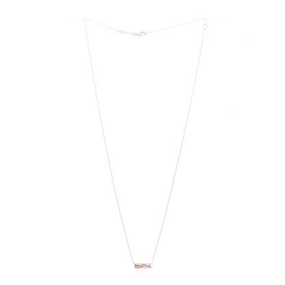 Suzanne Kalan 18K White Gold Diamond Pink Sapphire Citrine Fireworks Bar Necklace 3 of 6