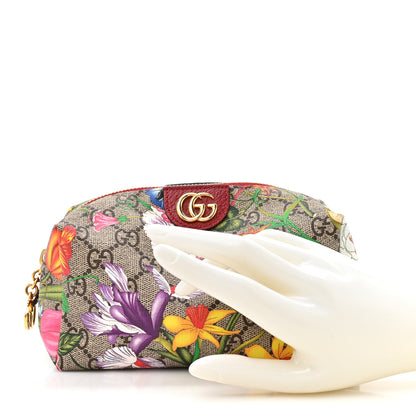 Gucci Soft GG Supreme Monogram Flora Calfskin Medium Ophidia Cosmetic Case Beige Ebony Multicolor Rosso 2 of 7