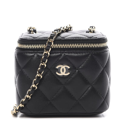 Chanel Lambskin Quilted Mini Vanity Case With Chain Black 1 of 11
