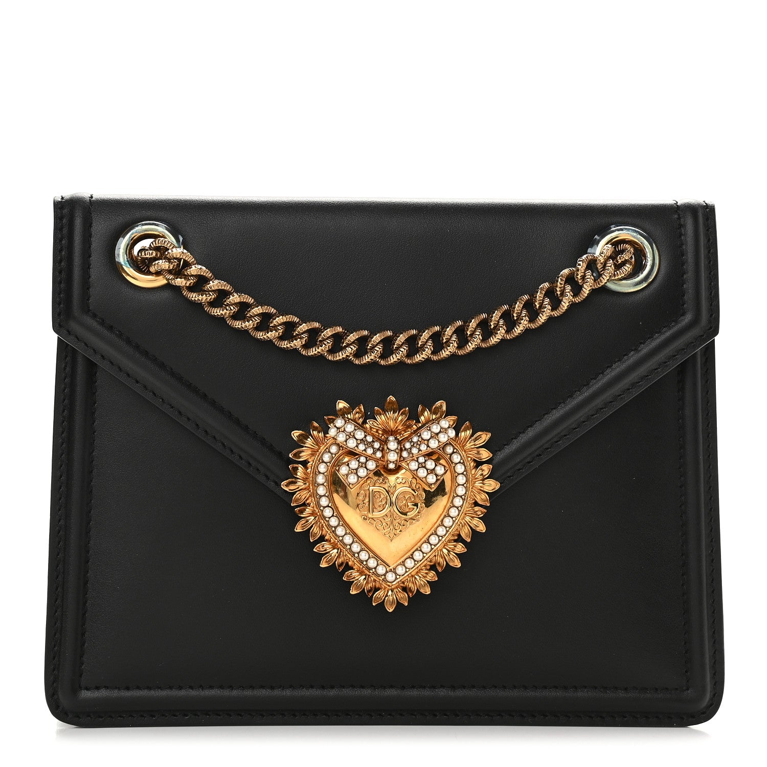 Dolce & Gabbana Smooth Calfskin Small Devotion Envelope Bag Black 1 of 9