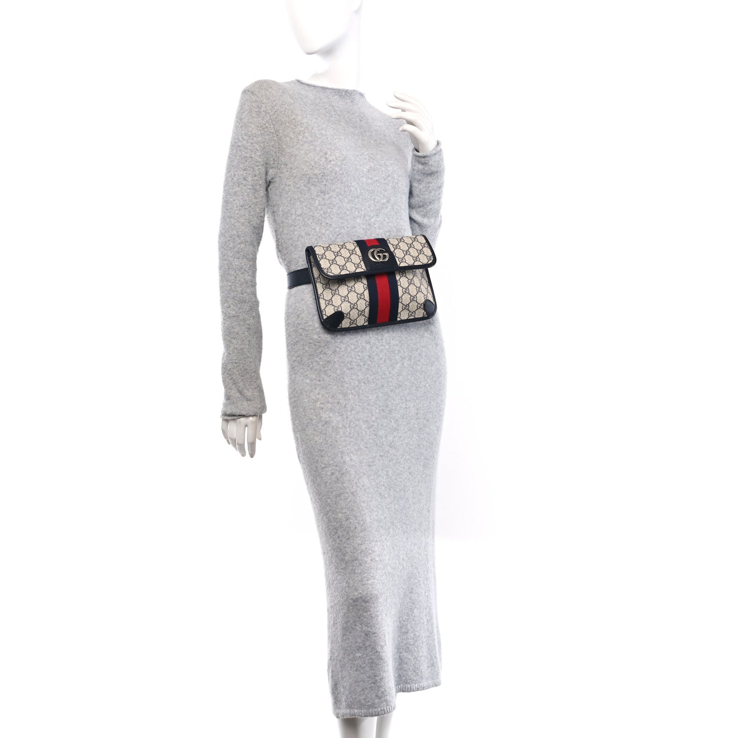GG Supreme Monogram Web Small Ophidia Belt Bag 90 36 Beige Navy