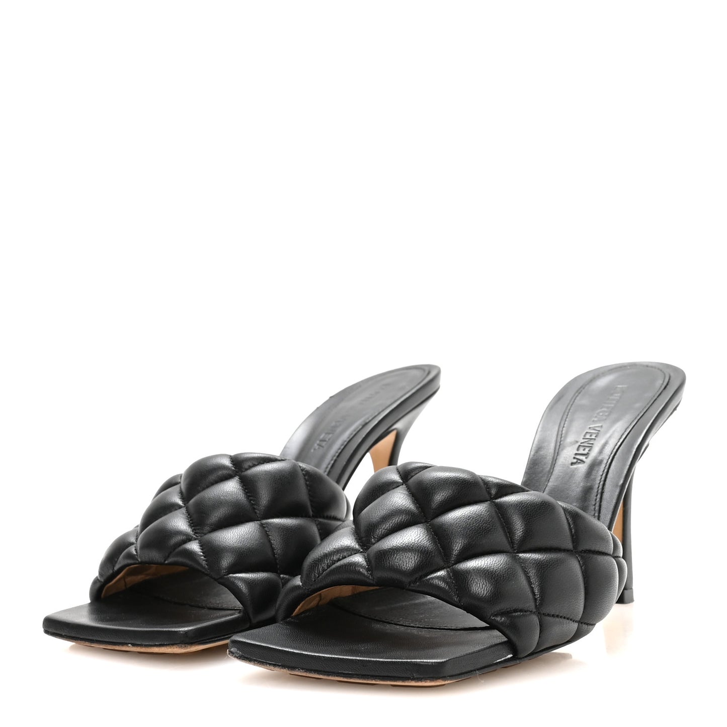 Nappa Matelasse Padded Mule Sandals 36 Black