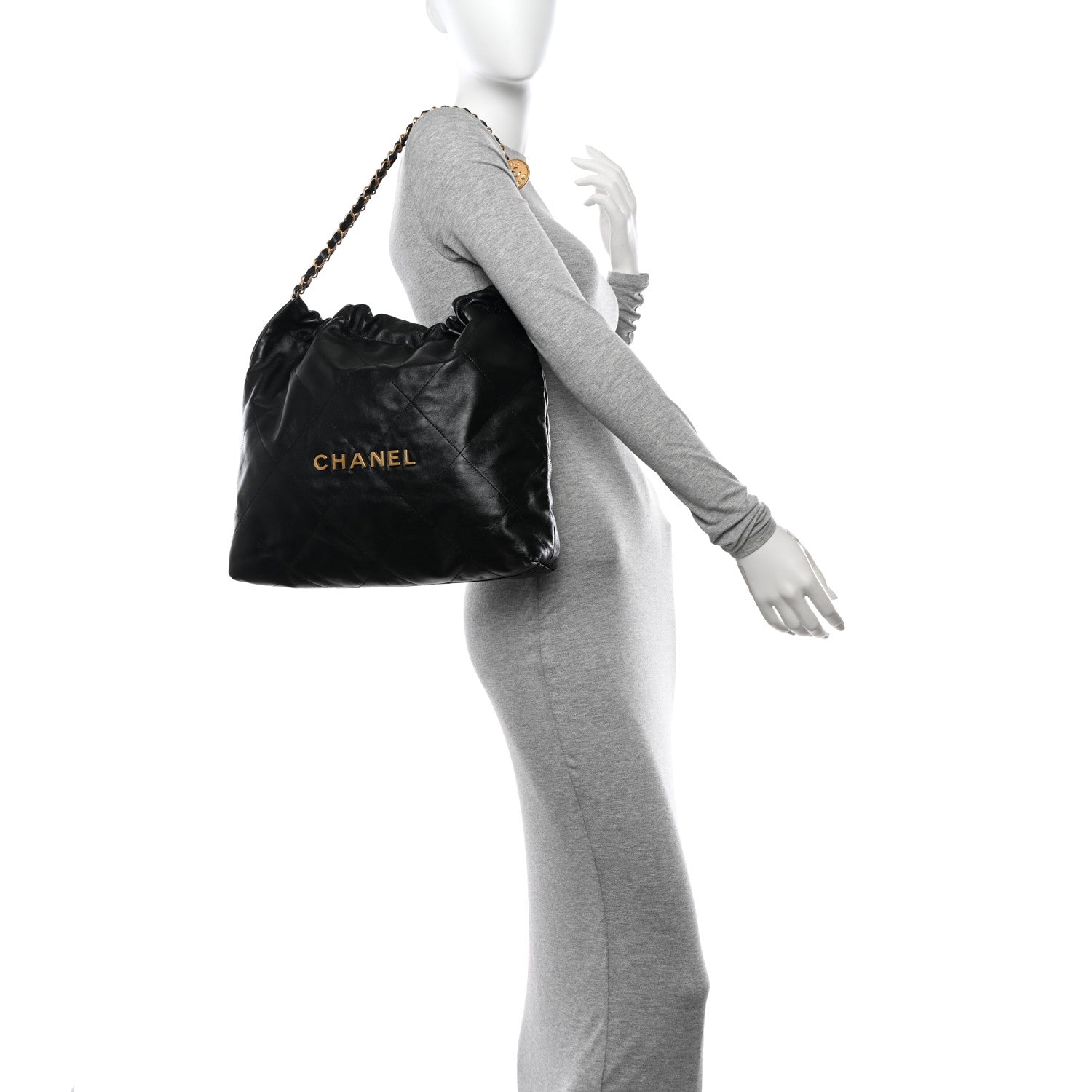Chanel Shiny Calfskin Quilted Chanel 22 Black 2 of 13