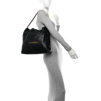 Chanel Shiny Calfskin Quilted Chanel 22 Black 2 of 13