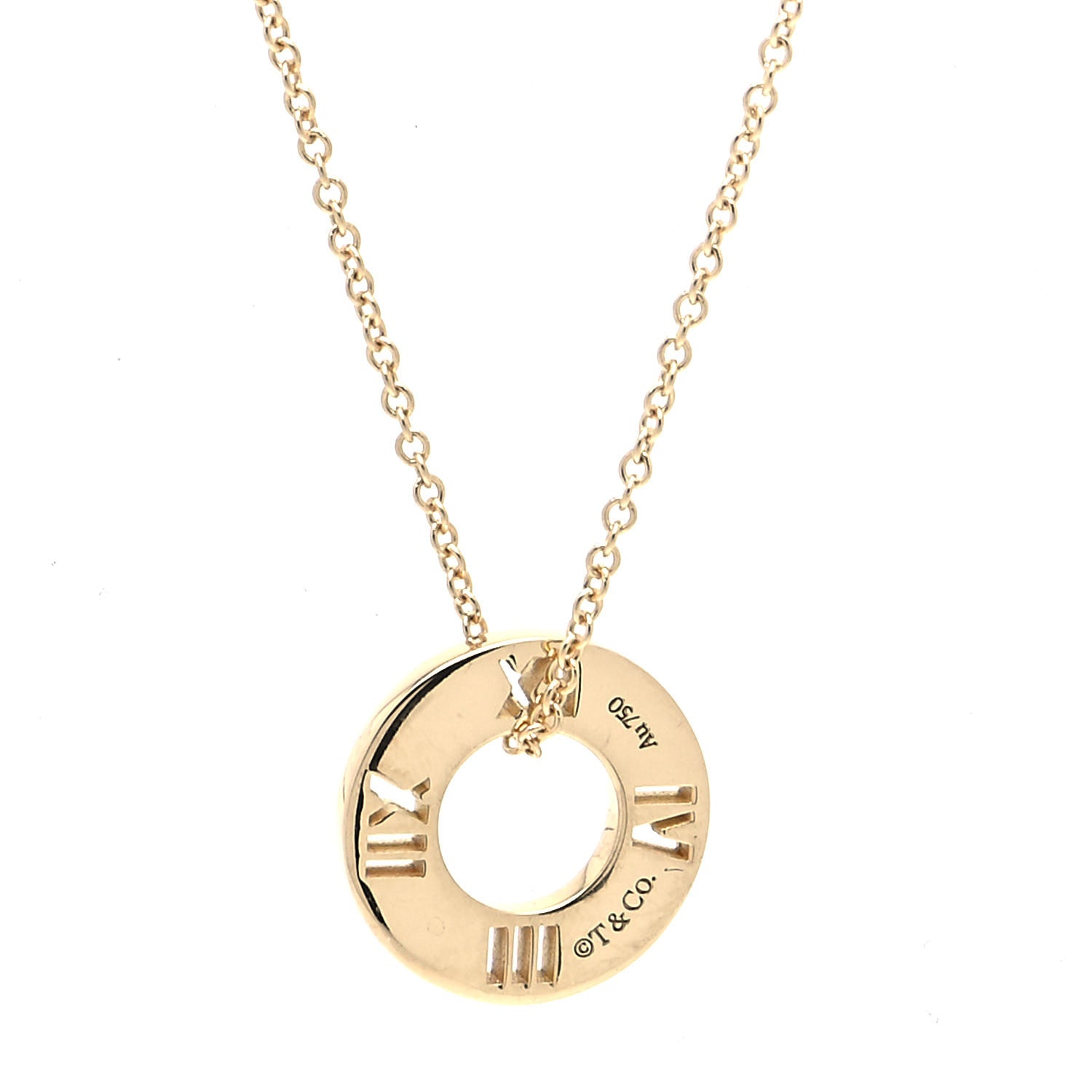 Tiffany 18K Yellow Gold Diamond Atlas Pierced Pendant Necklace 4 of 7
