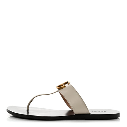 Gucci Calfskin GG Marmont Thong Sandals 37 Mystic White 1 of 8