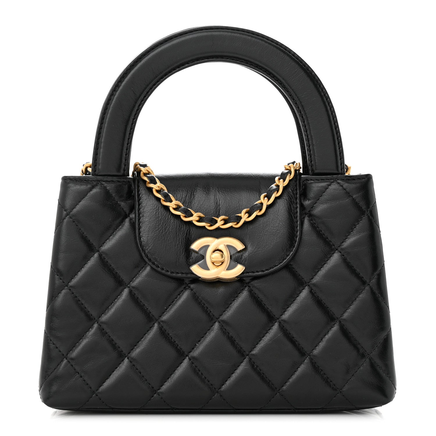 Chanel Shiny Aged Calfskin Quilted Nano Kelly Shopper Black 1 of 20