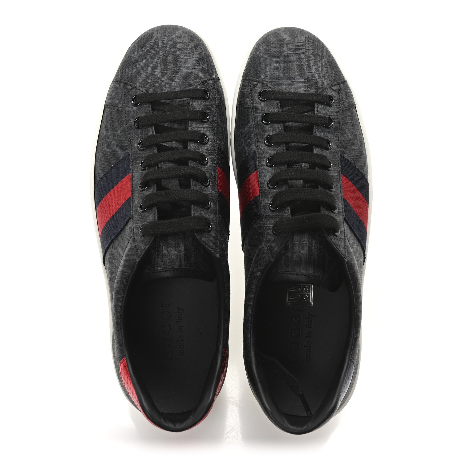 Gucci GG Supreme Monogram Ayers Web Mens New Ace Sneakers 8.5 Black 2 of 9