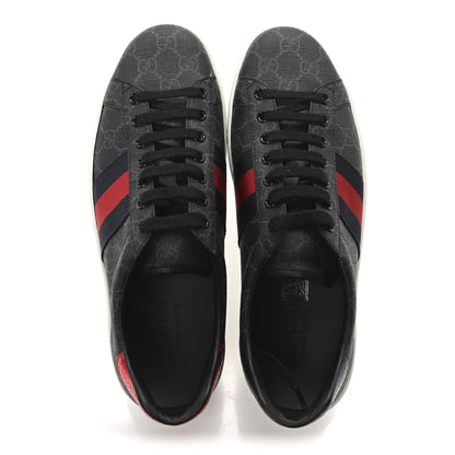 Gucci GG Supreme Monogram Ayers Web Mens New Ace Sneakers 8.5 Black 2 of 9
