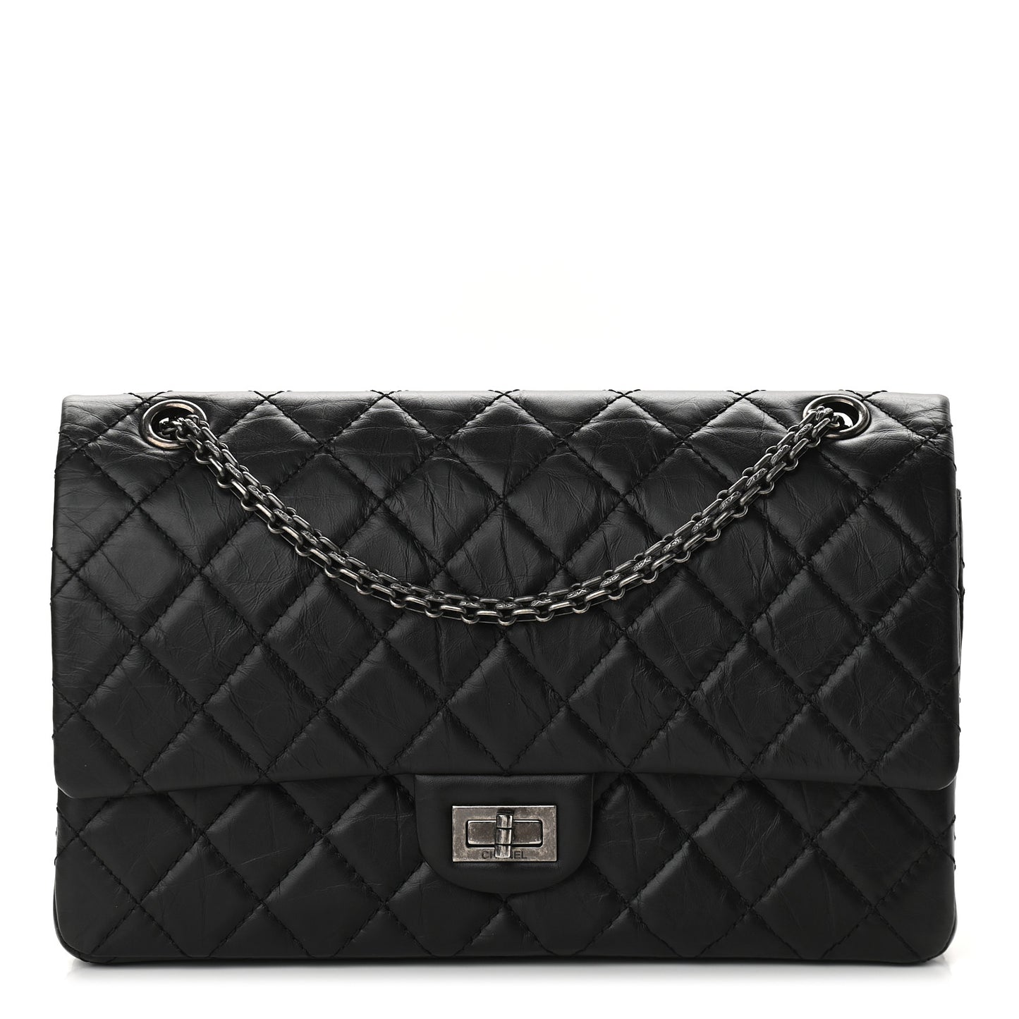 Aged Calfskin Quilted 2.55 Reissue 226 Flap Black
