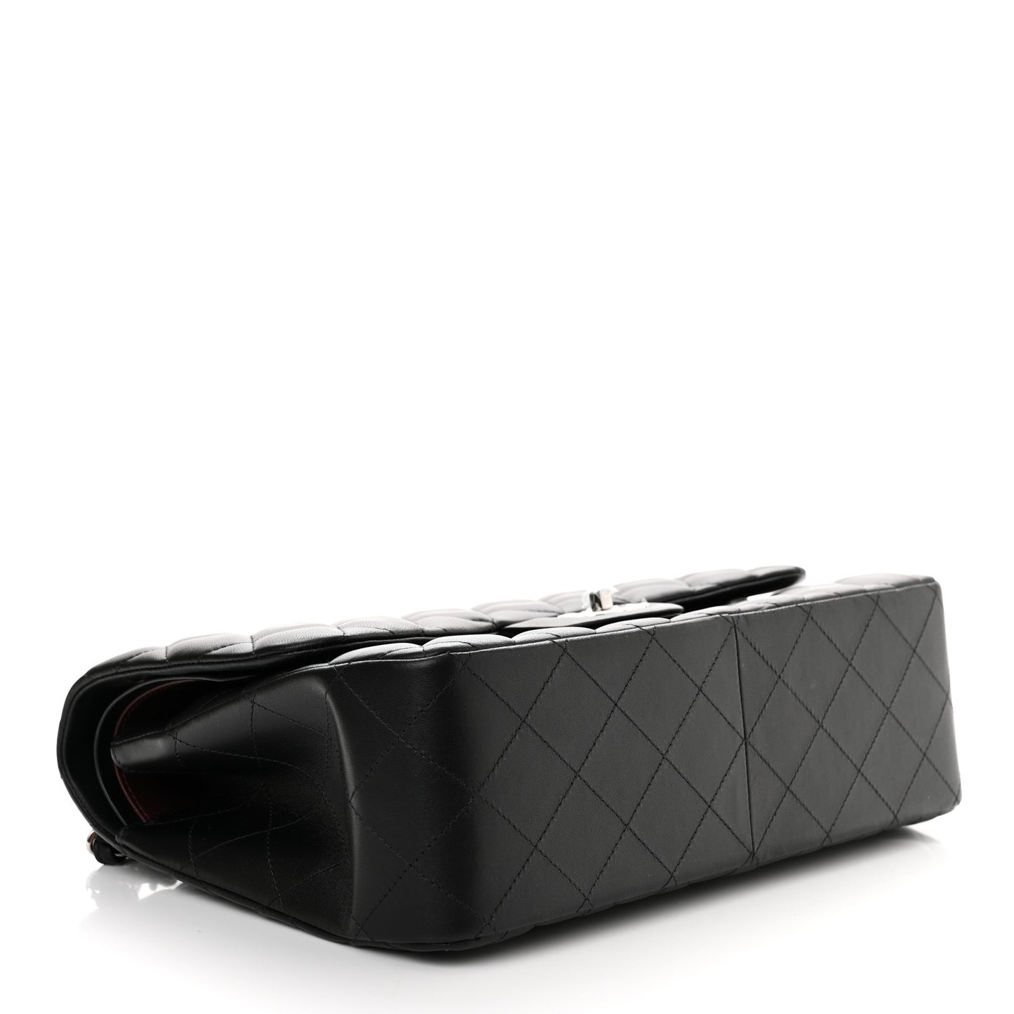 Lambskin Quilted Jumbo Double Flap Black