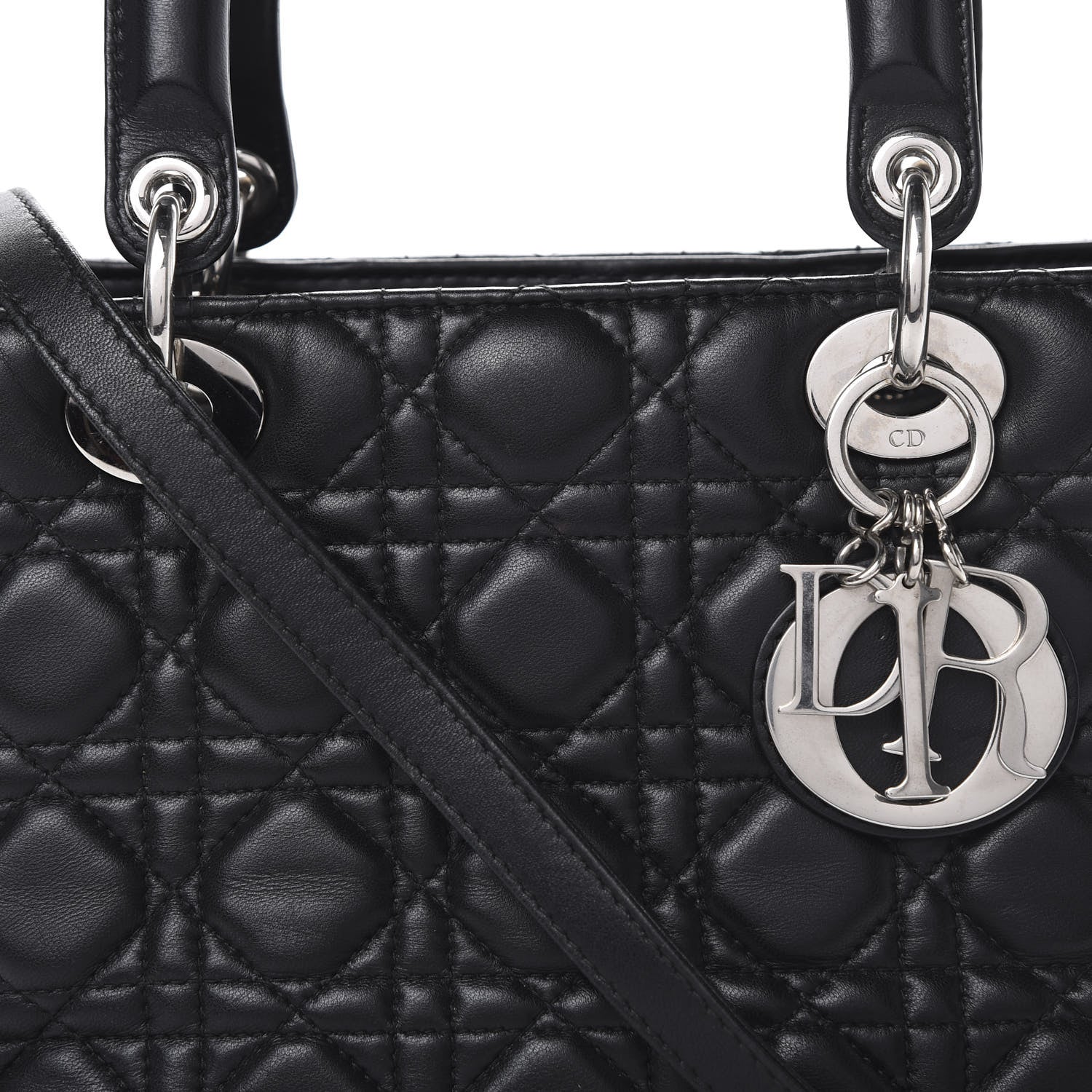 Christian Dior Lambskin Cannage Medium Lady Dior Black 7 of 13