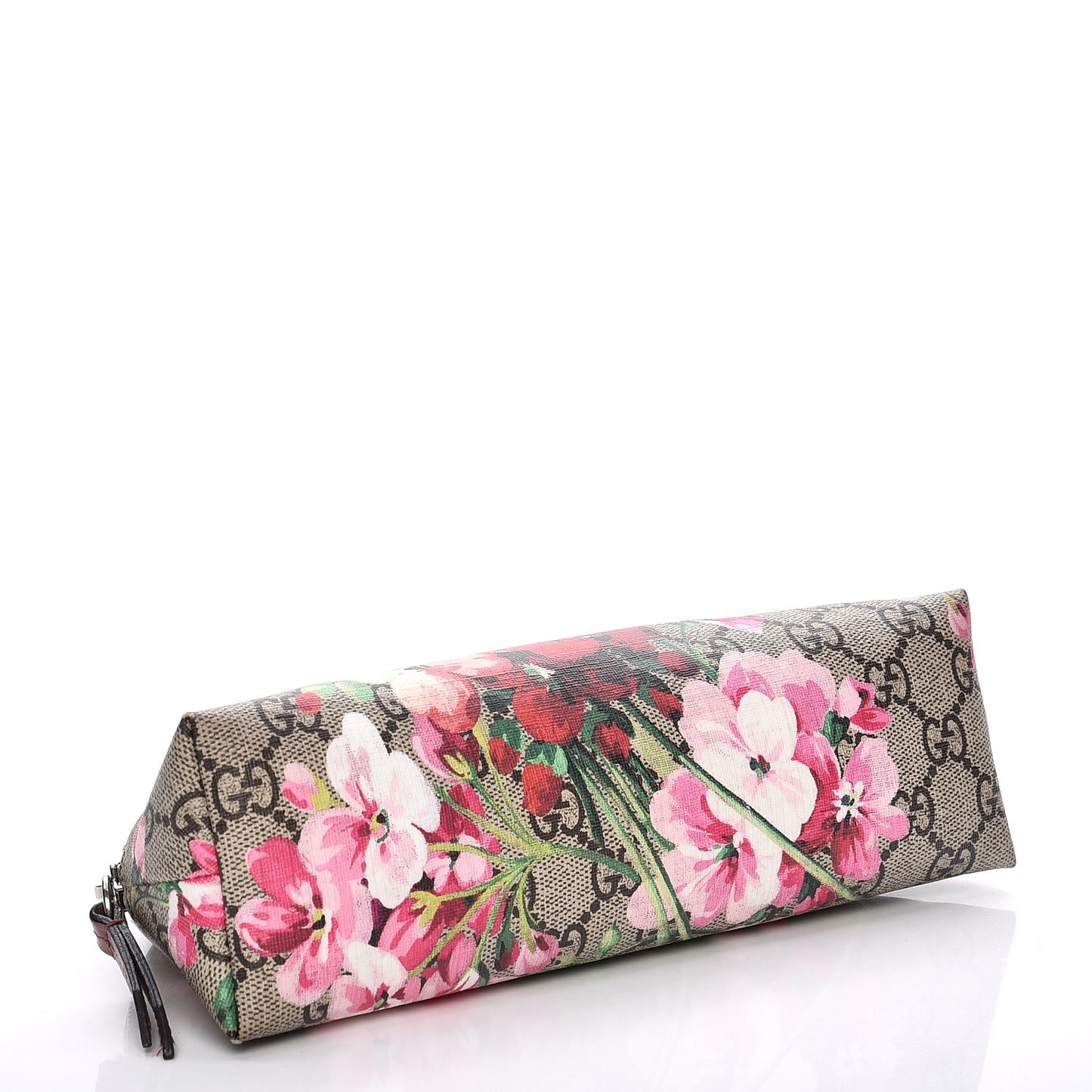 GG Supreme Monogram Blooms Large Pouch Cosmetic Case Beige Multicolor Dry Rose