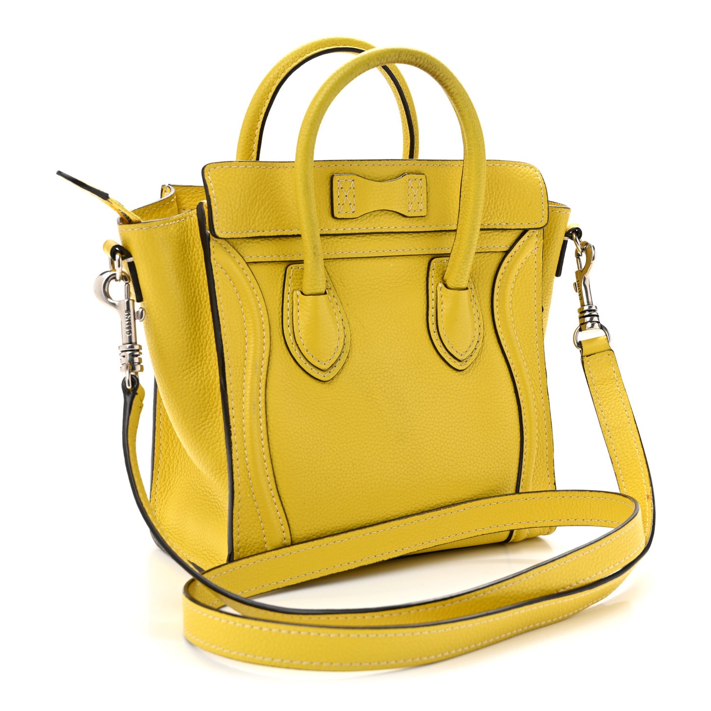 Drummed Calfskin Nano Luggage Citron