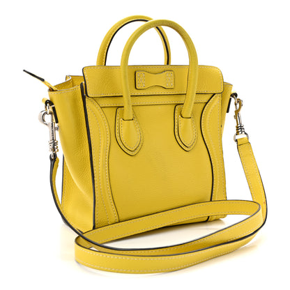 Celine Drummed Calfskin Nano Luggage Citron 2 of 14
