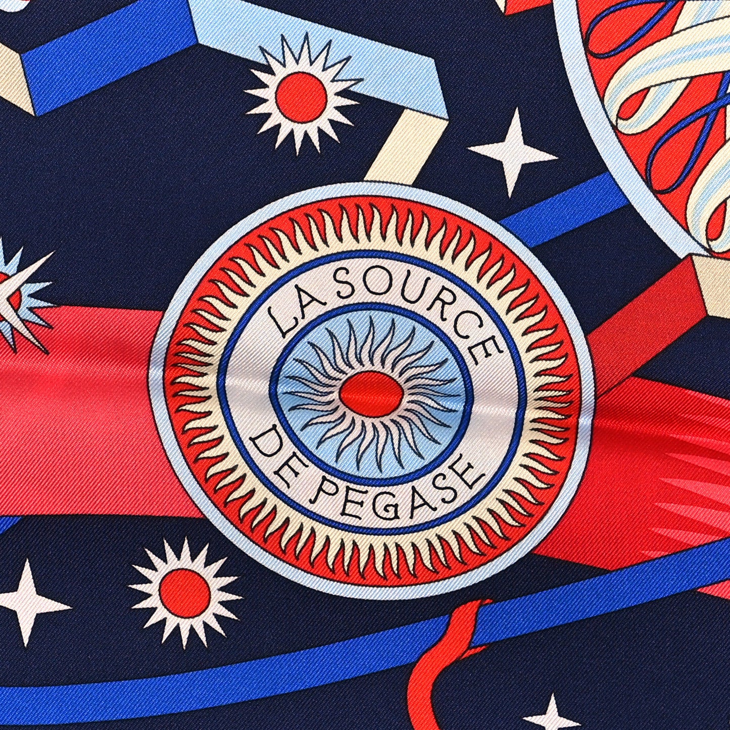 Silk La Source De Pegase Scarf 90 Marine Rouge Ciel