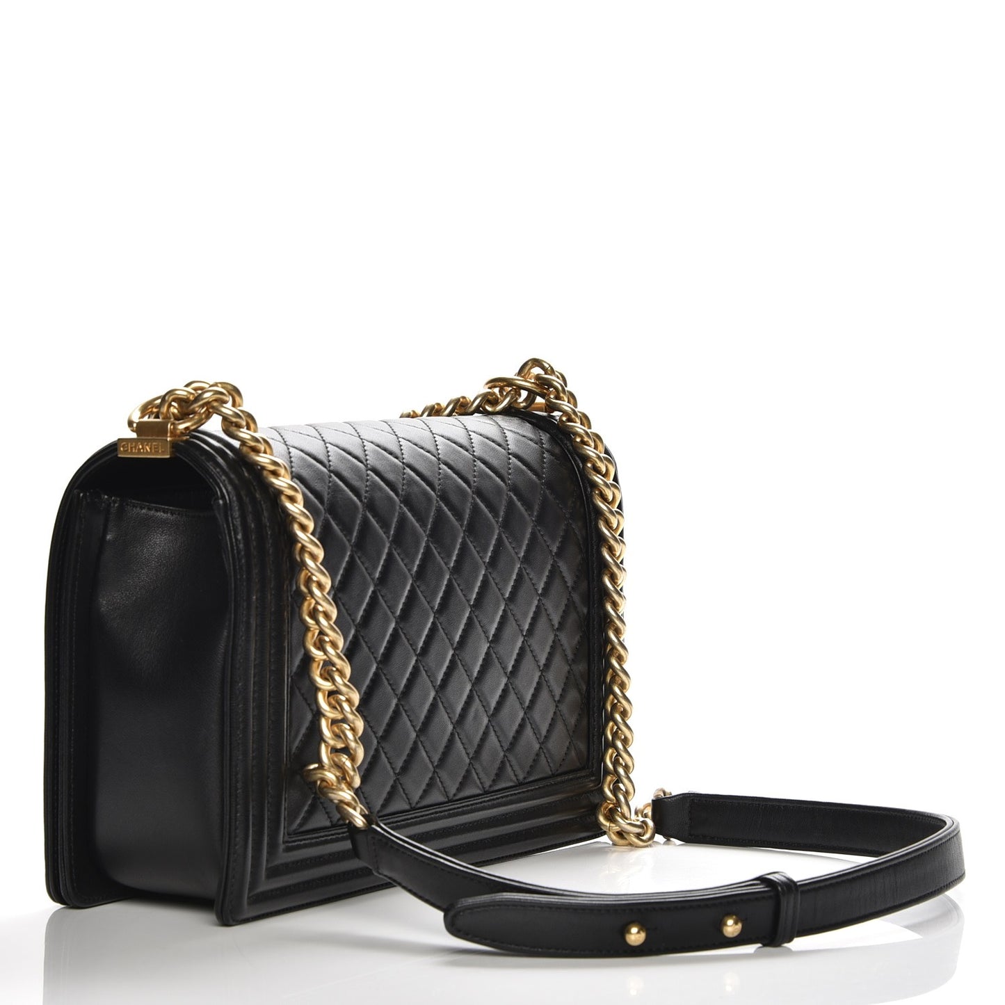 Lambskin Quilted New Medium Boy Flap Black
