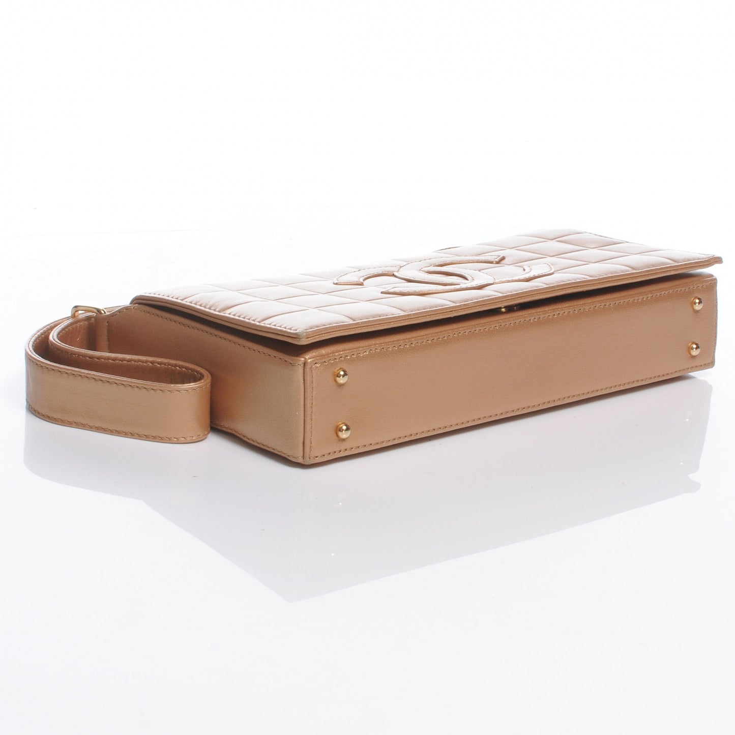 Lambskin Chocolate Bar Quilted CC Flap Bronze