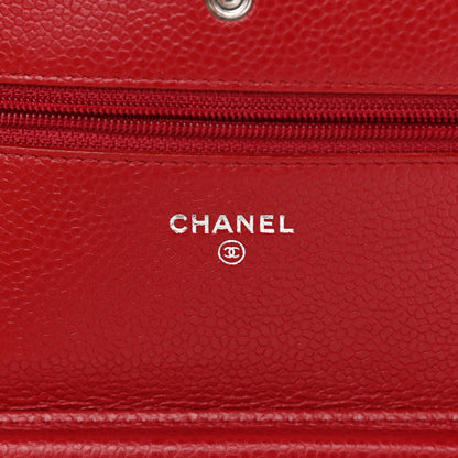 Chanel Caviar Quilted Wallet On Chain WOC Red 10 of 12