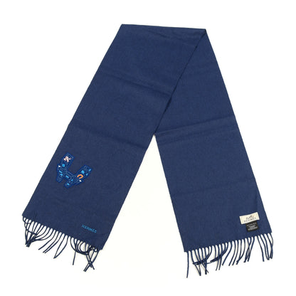 Hermes Cashmere Wool Space University Muffler Bleu Outremer 2 of 5