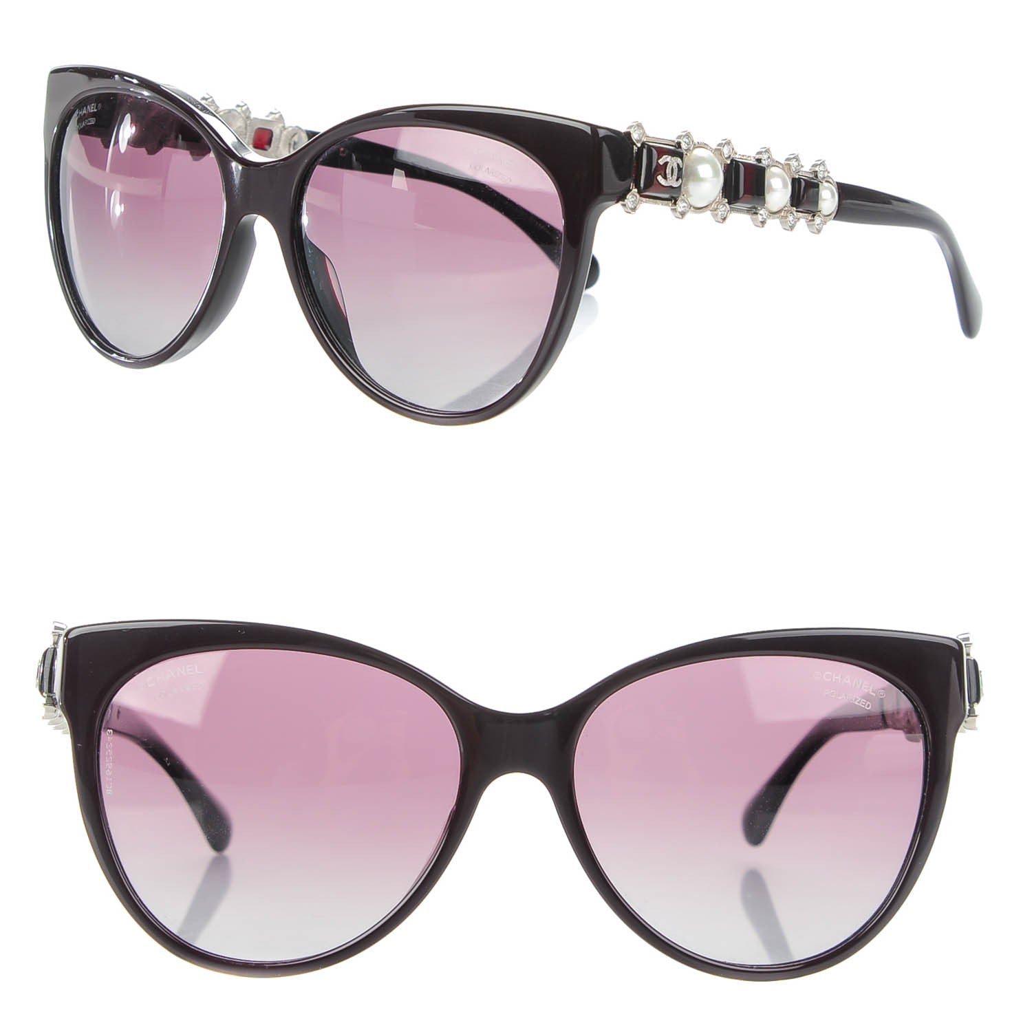 Chanel Crystal Pearl Cat Eye Sunglasses 5336-H-B Brown 1 of 6