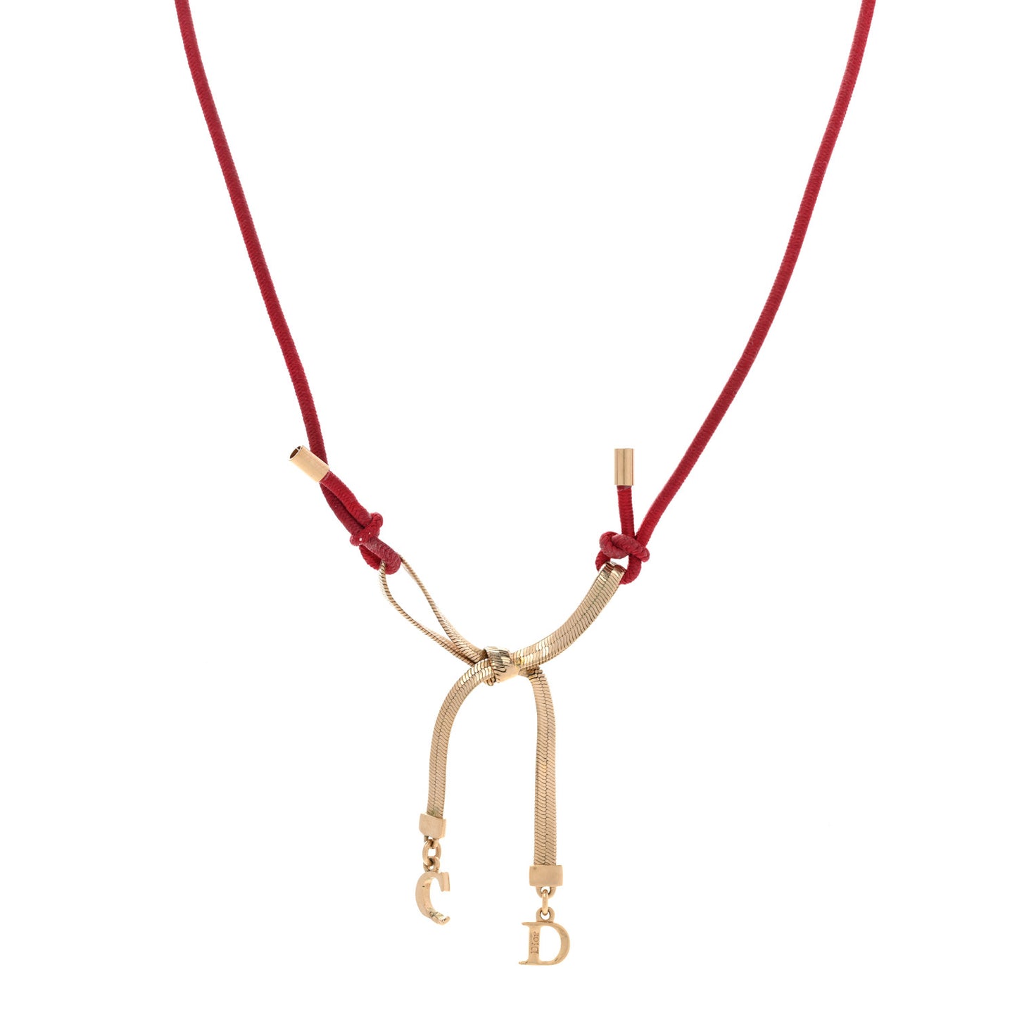 Bow CD Necklace Red Gold