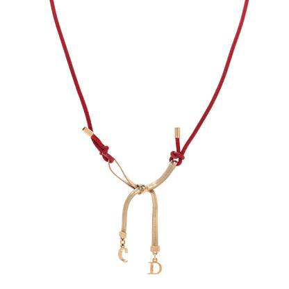 Christian Dior Bow CD Necklace Red Gold 1 of 8