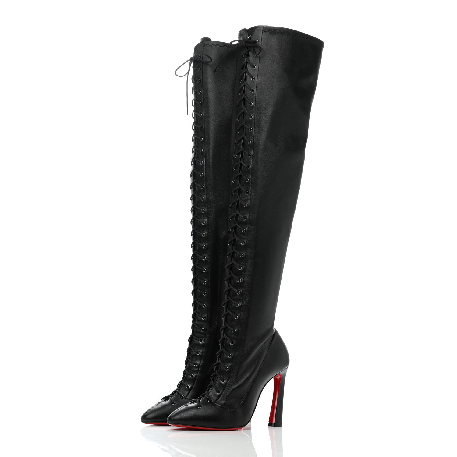 Christian Louboutin Calfskin Anjel Alta 100 Over the Knee Boots 37.5 Black 3 of 7