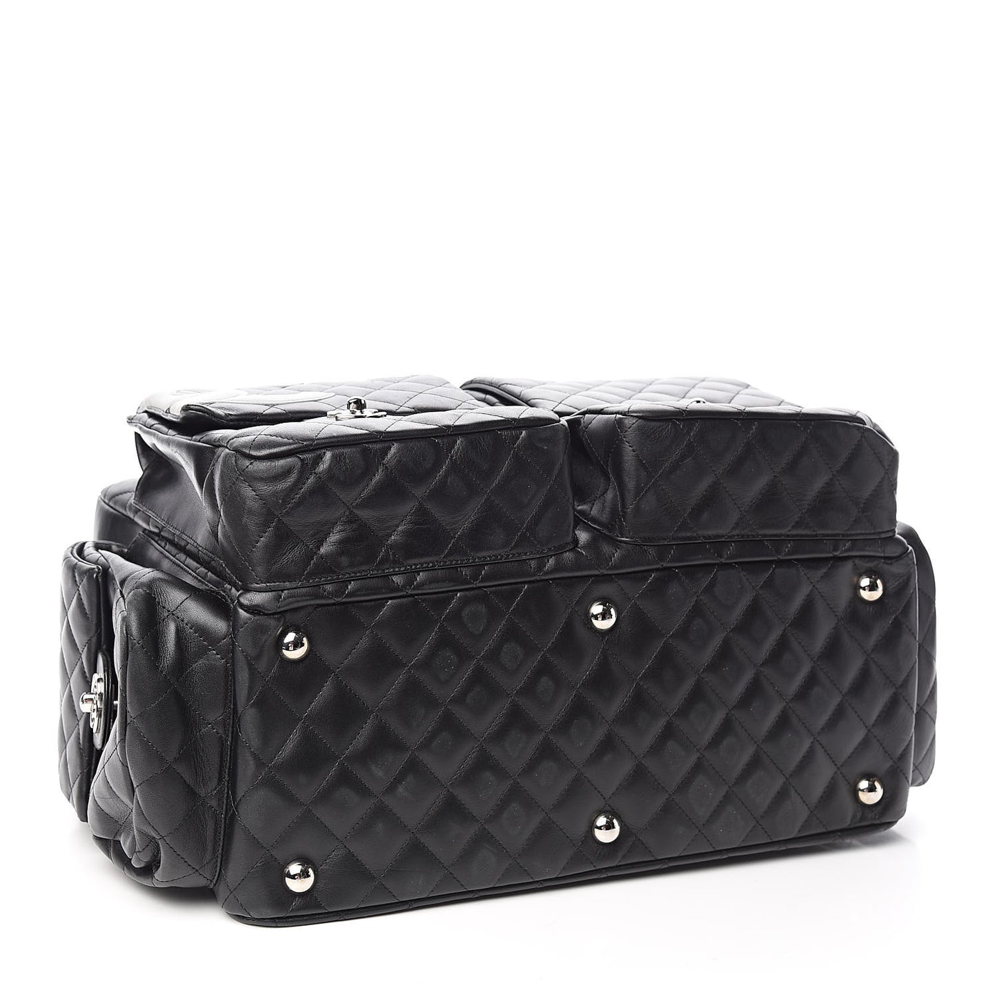 Calfskin Quilted XL Cambon Multipocket Reporter Black White