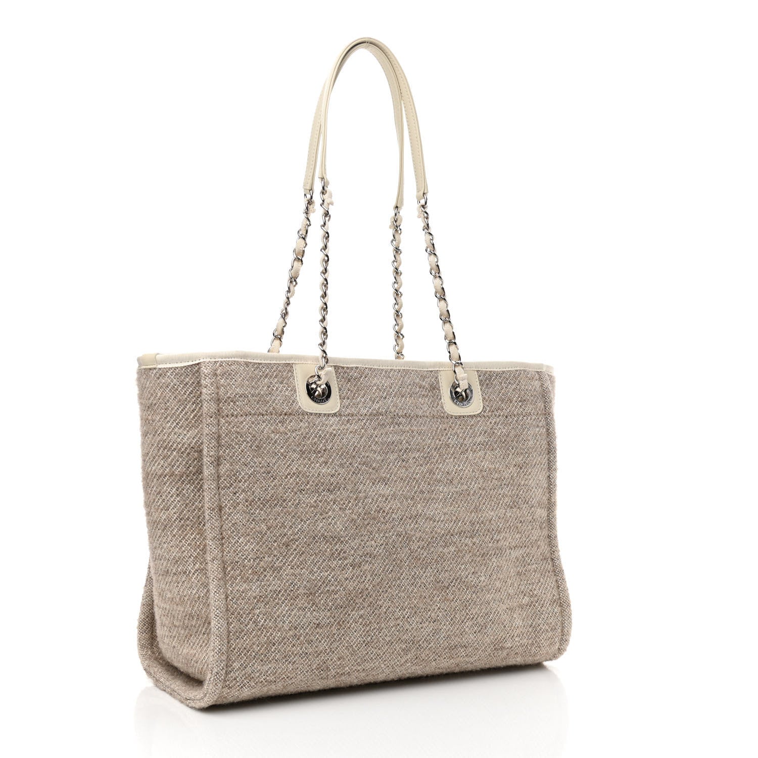 Chanel Mixed Fibers Calfskin Small Deauville Tote Light Grey 3 of 10