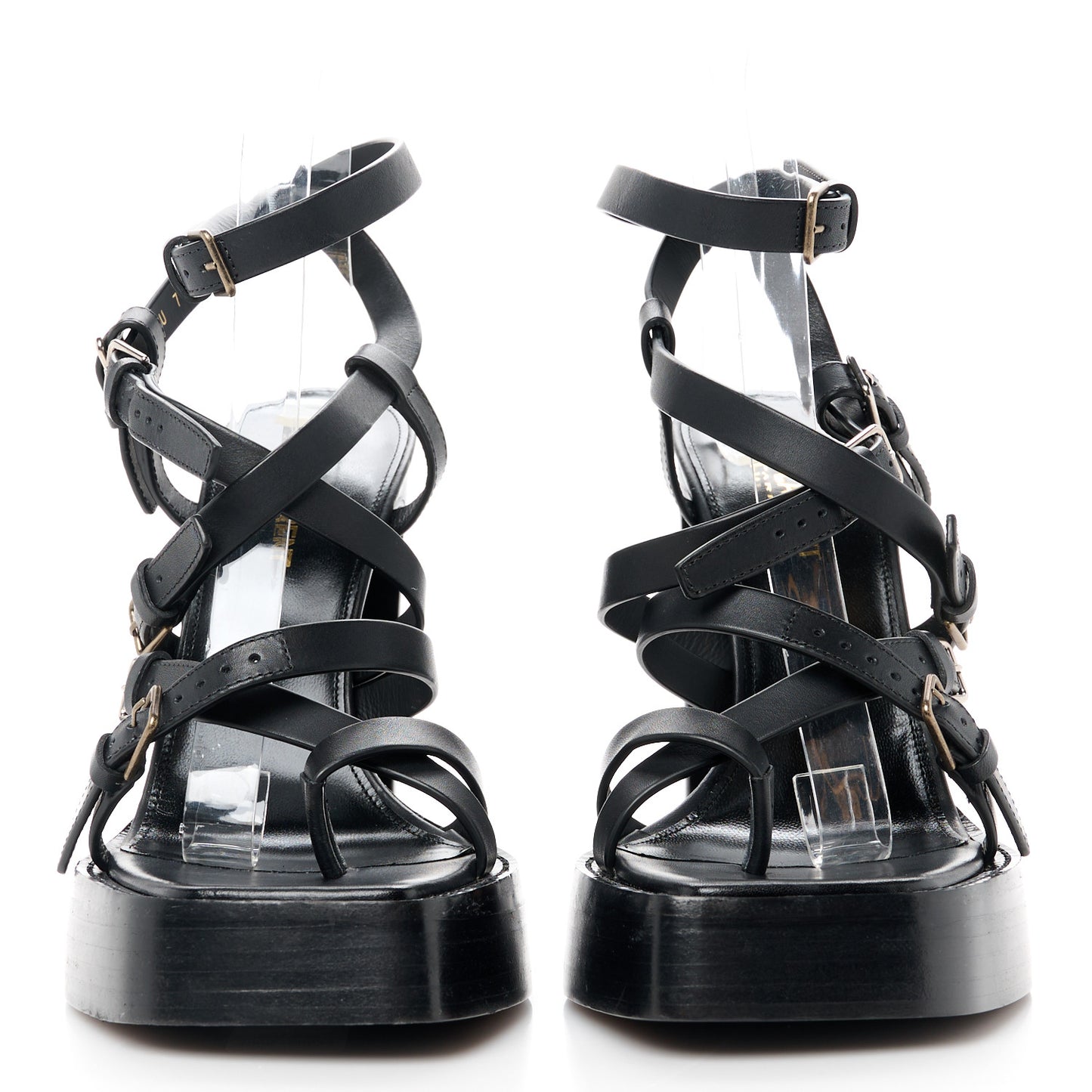 Calfskin Platz Platform Sandals 39 Black