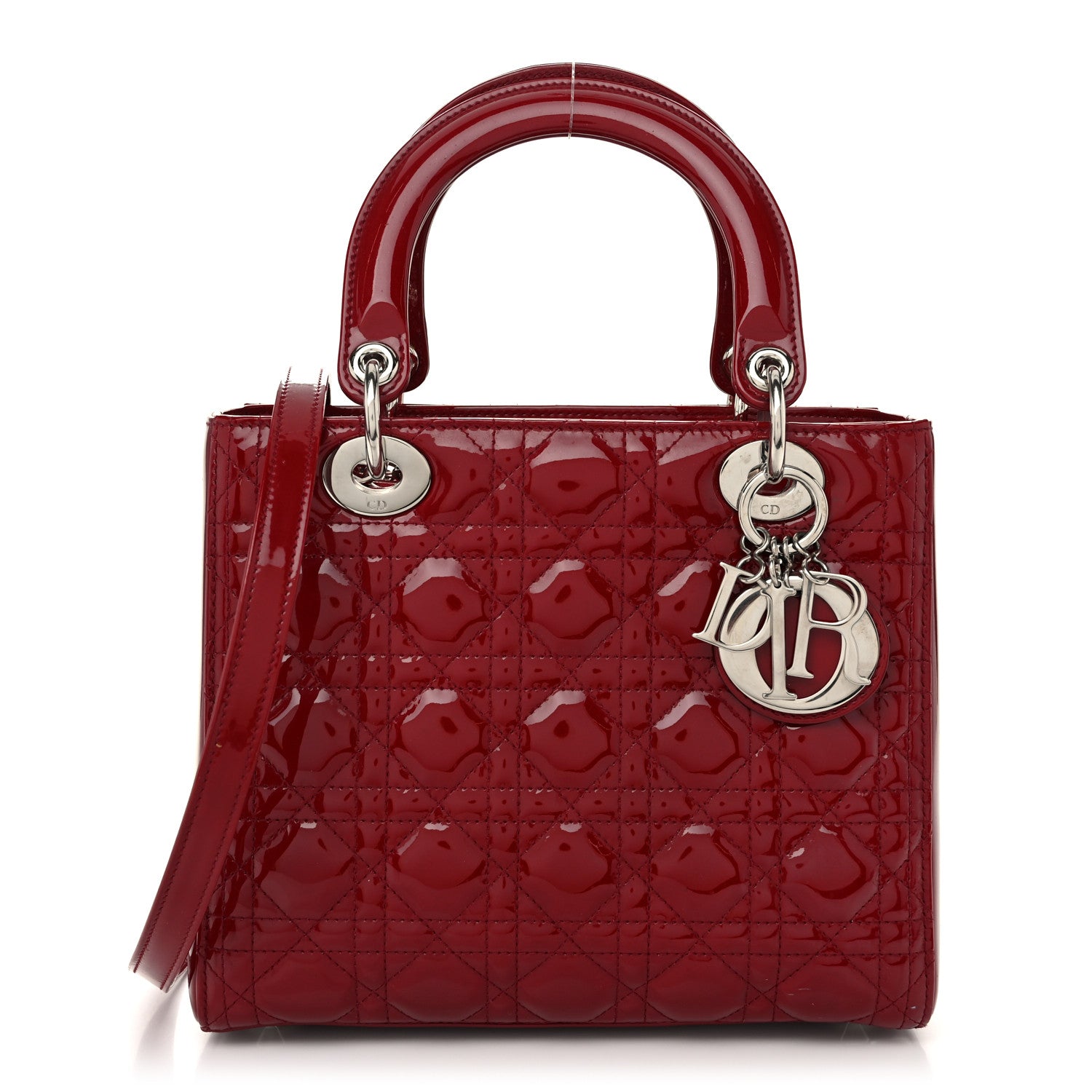 Christian Dior Patent Cannage Medium Lady Dior Red 1 of 10