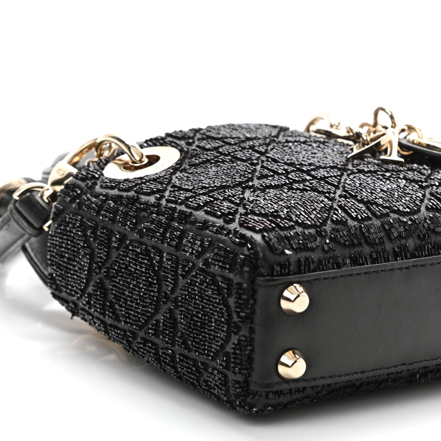 Christian Dior Lambskin Cannage Beaded Embroidery Micro Lady Dior Black 9 of 10