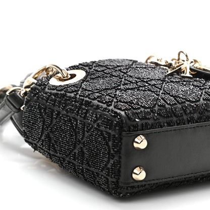 Christian Dior Lambskin Cannage Beaded Embroidery Micro Lady Dior Black 9 of 10