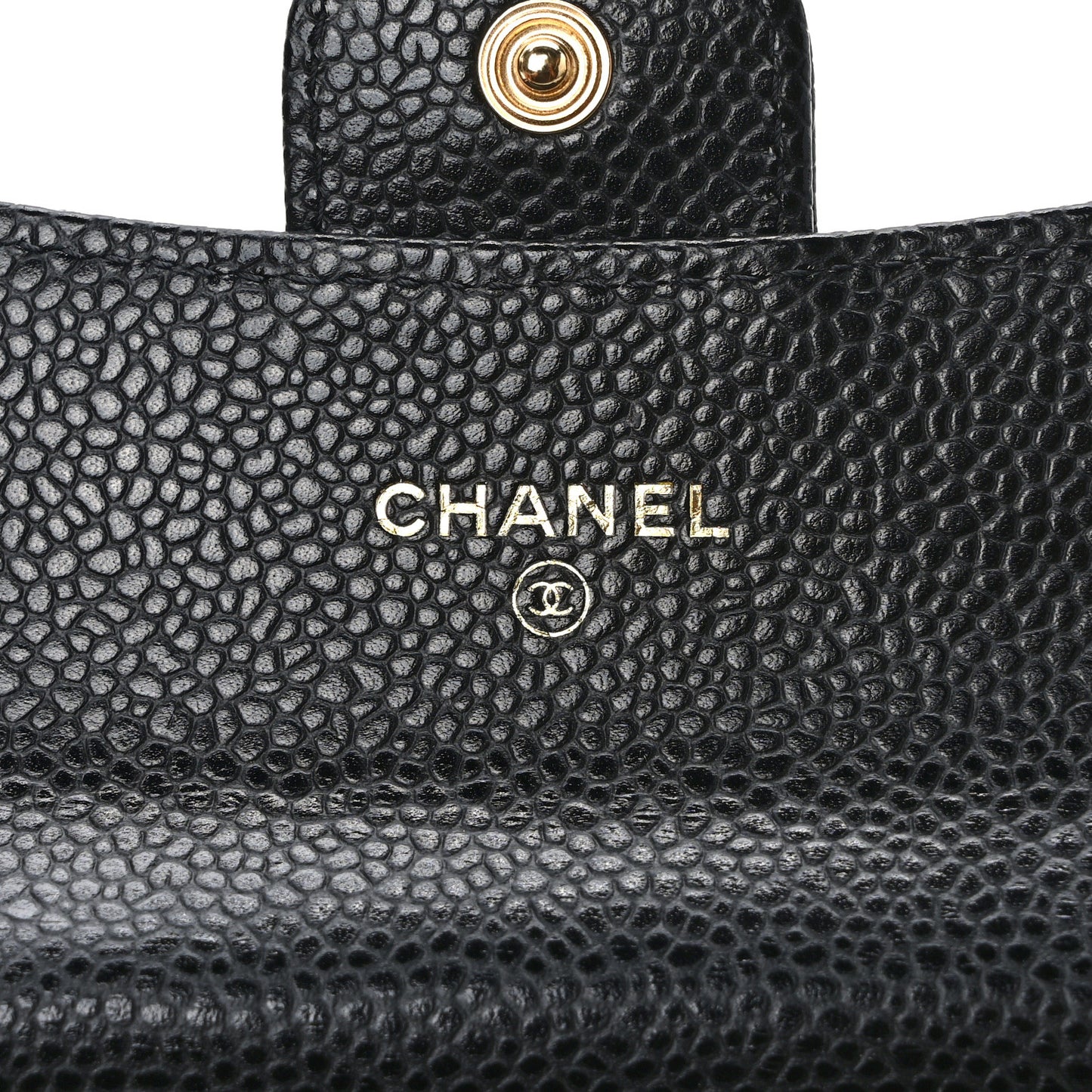 Caviar Quilted Flap Card Holder Wallet Black