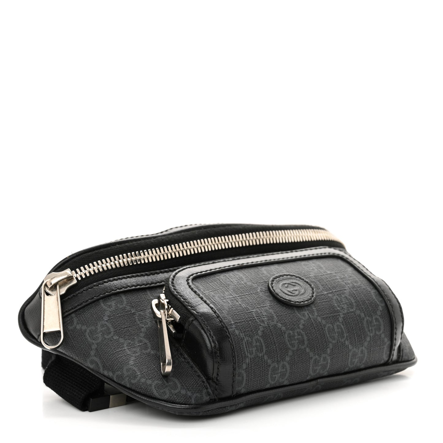 GG Supreme Monogram Textured Calfskin Retro Interlocking G Belt Bag Black
