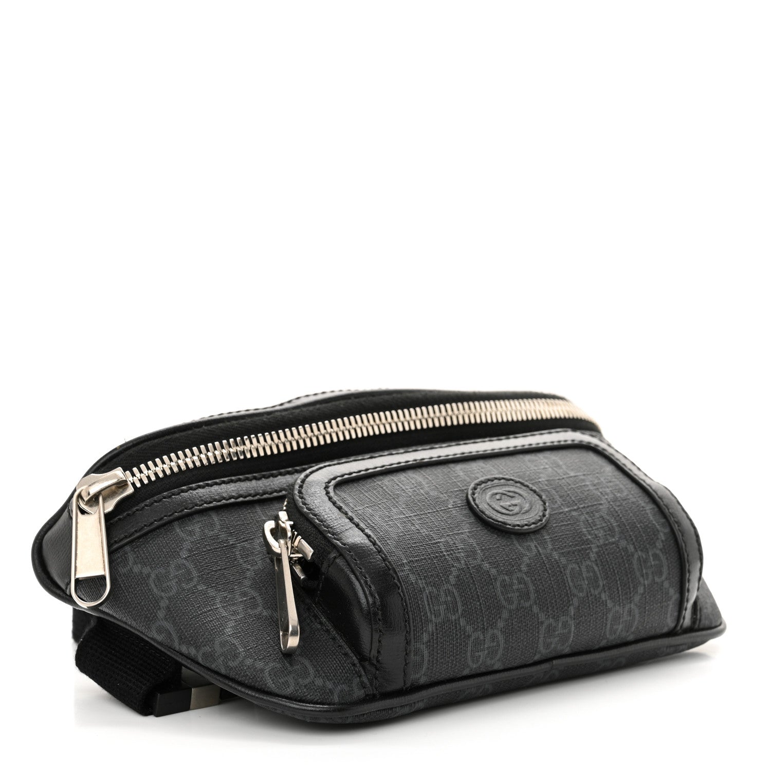 Gucci GG Supreme Monogram Textured Calfskin Retro Interlocking G Belt Bag Black 4 of 11