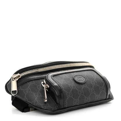 Gucci GG Supreme Monogram Textured Calfskin Retro Interlocking G Belt Bag Black 4 of 11