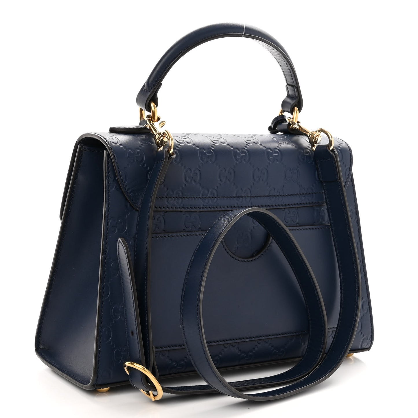 Guccissima Signature Small Padlock Top Handle Bag Blue Agata