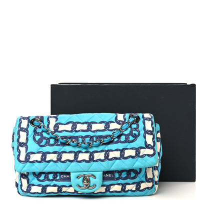 Chanel Silk Chain Printed Medium Single Flap Blue 11 of 11