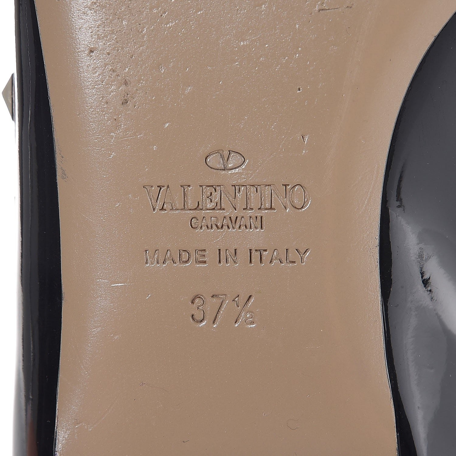 Valentino Garavani Patent Nappa Rockstud Ballerina Flats 37.5 Black Poudre 10 of 11