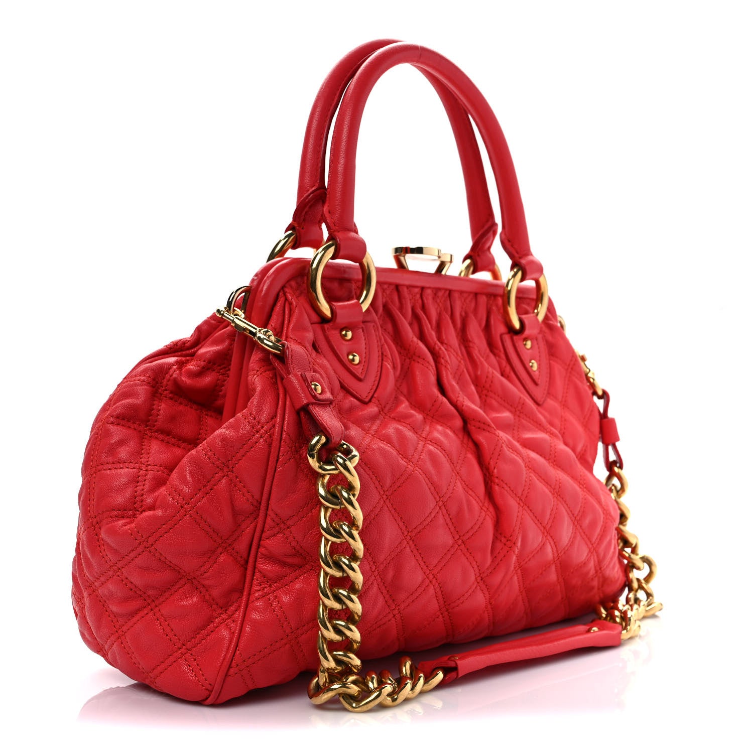 Marc Jacobs Calfskin Quilted Leather Stam Bag Red 3 of 11