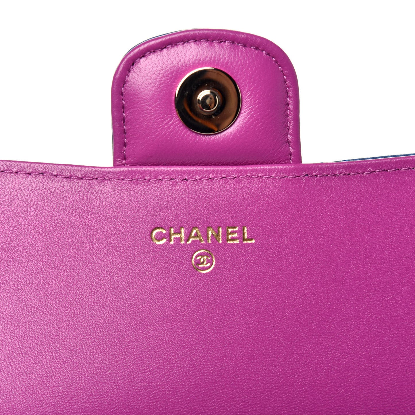 Lambskin Quilted Glasses Case With Chain Blue Purple