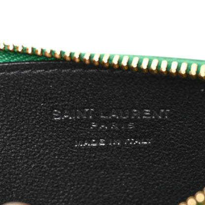 Saint Laurent Calfskin 5 Fragments Zip Pouch Card Holder New Vert Praire 5 of 7