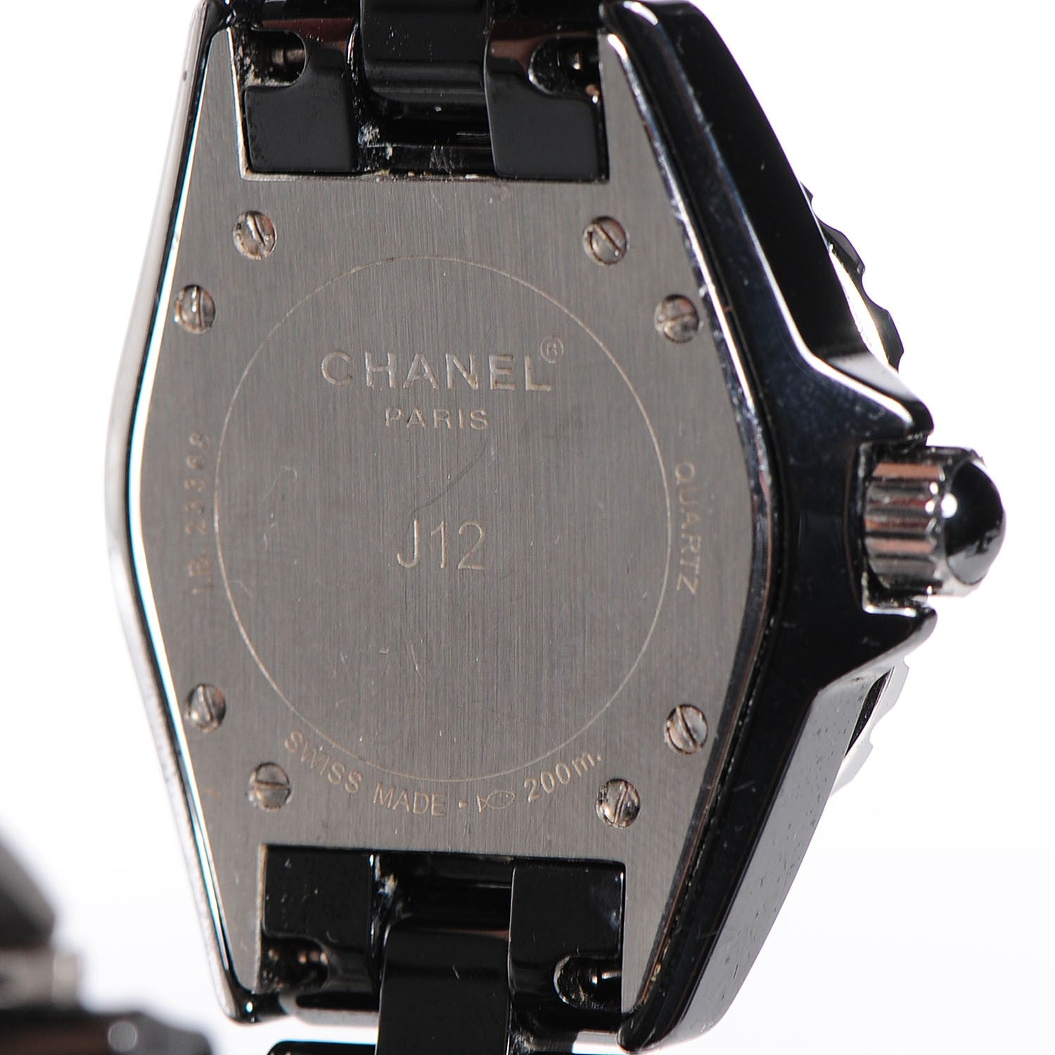 Chanel Stainless Steel Ceramic Diamond Pave Bezel 33mm J12 Quartz Watch Black 4 of 5