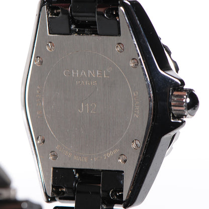 Chanel Stainless Steel Ceramic Diamond Pave Bezel 33mm J12 Quartz Watch Black 4 of 5